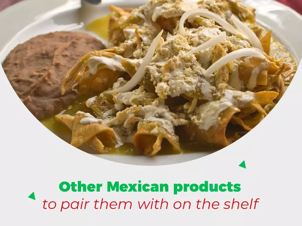 Tortilla Chips und andere mexikanische Produkte, die dazu passen.